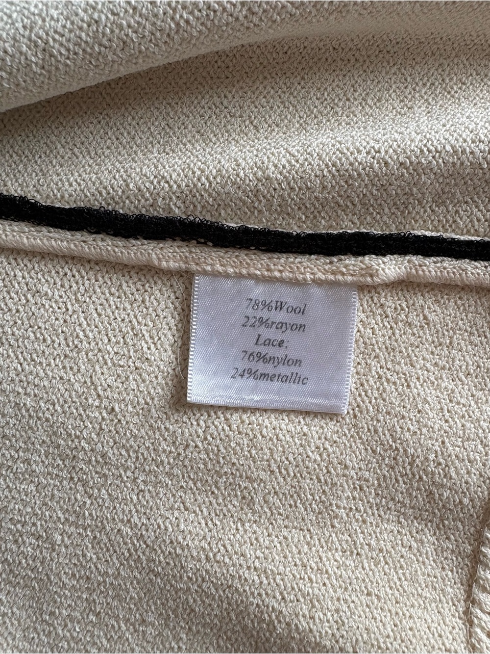 St. John Cream and Black Lace Front Knit Cardigan - Picture 7 of 11